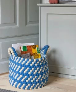 Hay Bead Basket -Hay Outlet Store W Bead Basket With Handle blue dash