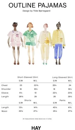 Hay Outline Pajamas Bottom -Hay Outlet Store W HAY 2562856 Outline Pajamas Size chart inches 1